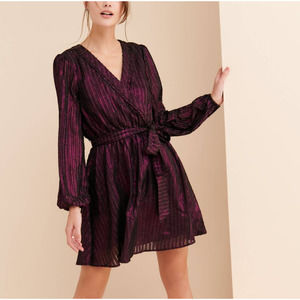 ModCloth Your Time To Shine Purple Metallic Wrap Dress #147